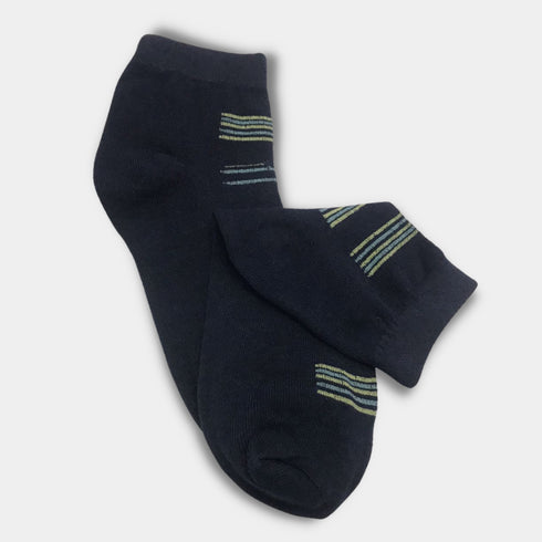 Multi Lines High Quality Ankle Cotton Socks Blue
